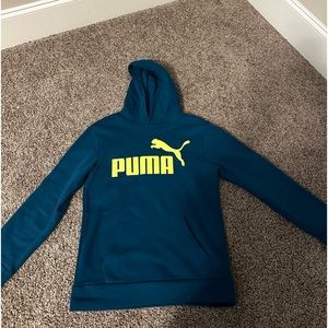Blue and Neon Yellow Boys Puma Embroidered Hoodie